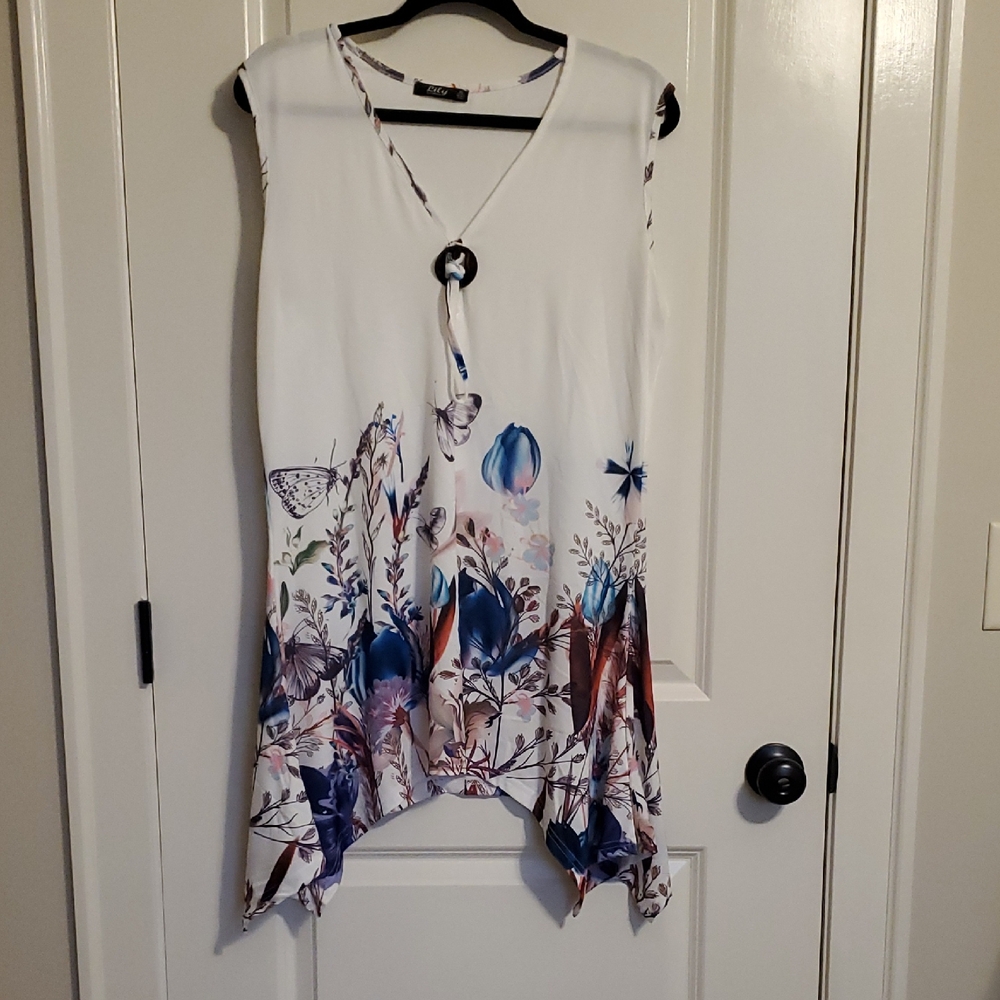Floral Sleeveless Tunic Top Xl